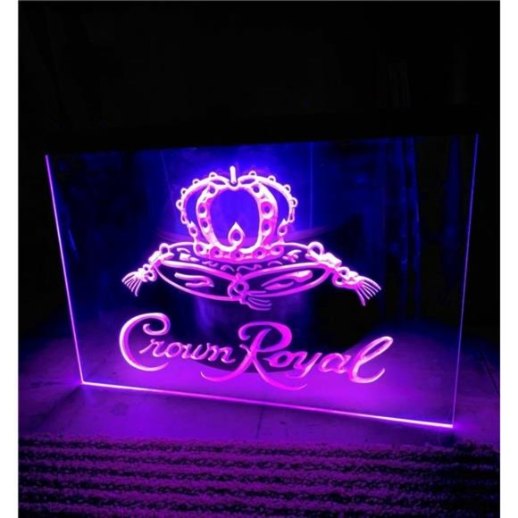 Crown Royal Whiskey Beer Bar LED Neon Light Sign Man Cave 12x9" - Picture 2 of 4